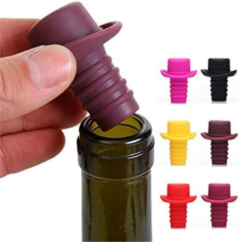 PRETYZOOM 5pcs Silicone Wine Bottle Stoppers Reusable Vacuum Sealing