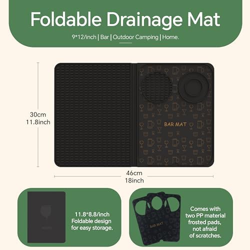 ZJWZLG Folding Bar Mat w/Cutting Board for Cocktail & Dish Drying