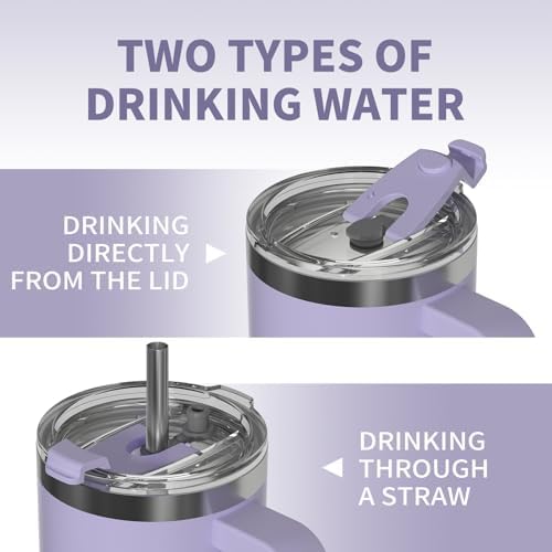 40 oz Tumbler with Handle,Tumbler with Lid and Straw,Double Wall