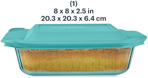 Pyrex Colors Tinted (8"x8") Tinted Glass Baking Dish with BPA-Free Lid