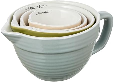 Creative Co-Op Stoneware Batter Bowl Measuring Cups, Set of 4 Sizes