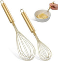 TOYANDONA Stainless Steel Whisk Gold Set of 2-10" 12" Kitchen Egg