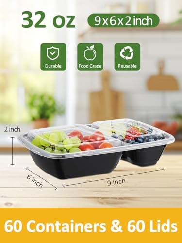 NEEBAKE 60 Set 32 oz Meal Prep Containers with Lids, Food Storage