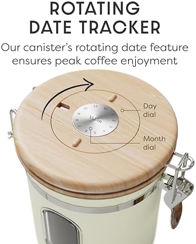 Veken Coffee Canister with Window, Airtight Stainless Steel Container