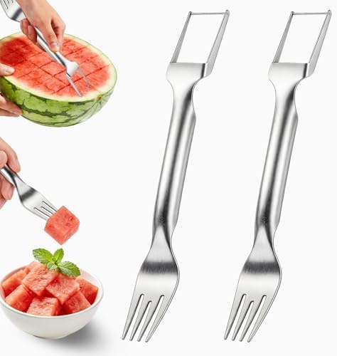 Watermelon Cutter Slicer, 2-in-1 Stainless Steel Fruit Fork