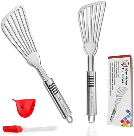 Fish Spatula - Rust-Resistant Stainless Steel, Non-Slip Handle, Ideal