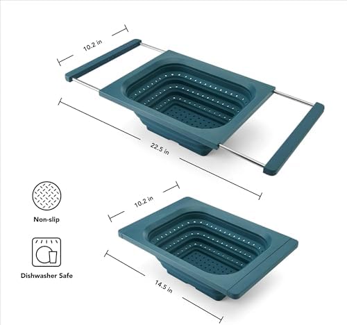 Collapsible Over the Sink Colander and Strainer for Kitchen, Agave