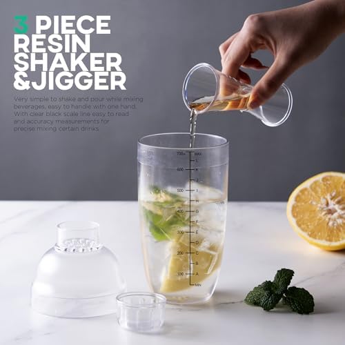 Homestia 3 Pcs Plastic Cocktail Shaker Set, Hand Drink Mixer