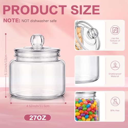 mwellewm 4Pcs Candy Jars with Lids&Spoons Cookie Dispenser Snack