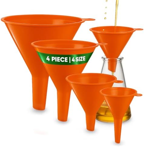 Oil Funnel Set - Plastic Funnels for Automotive & Kitchen