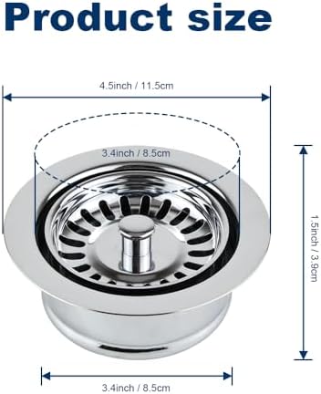 ZM Garbage Disposal Strainer and Stopper Combo,3.5" Sink Drain,SUS 304