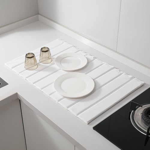 Stone Dish Drying Mat for Kitchen Counter with Silicone Sink Mat