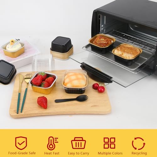 LNYZQUS 5oz Mini Cake Tins with Lids, Individual Brownie Pans 80 Pack