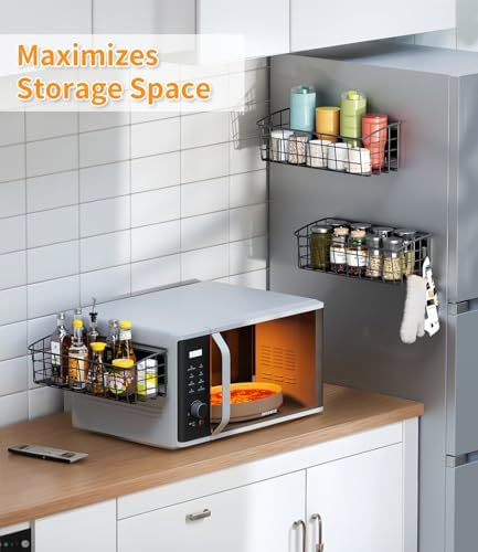2-Pack Magnetic Shelf for Refrigerator, Black