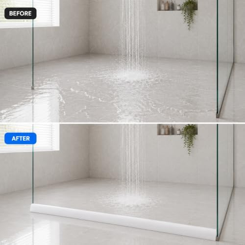 59Inch Collapsible Shower Threshold Water Dam, Silicone Water Barrier