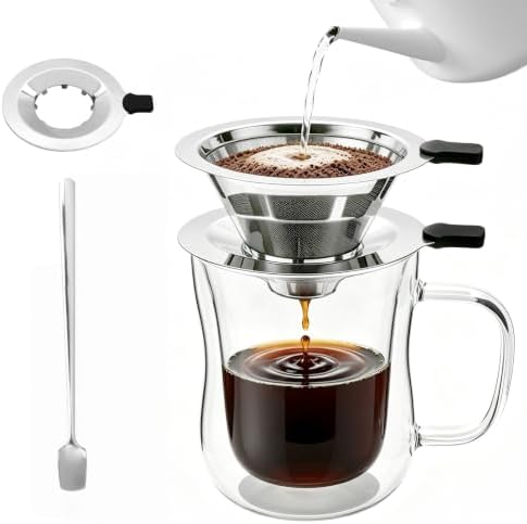 Pour Over Coffee Maker with Cup, 2-in-1 Immersion & Drip Coffee