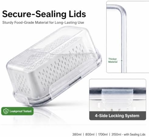 Fruit Storage Containers for Fridge, 4 Pack