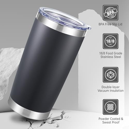 20 oz Tumblers Bulk Stainless Steel Tumbler with Lid, 6 Pack