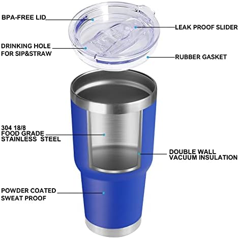 DOMICARE 30 oz Tumbler with Lid and Straw, Stainless Steel Tumblers