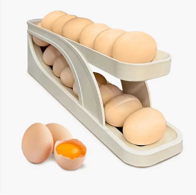 Egg Dispenser for Refrigerator or Kitchen Countertop, Automatic Roll