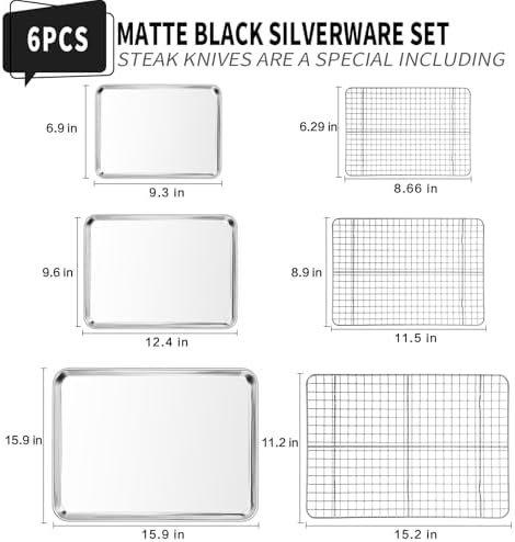 CEKEE Baking Sheet with Wire Rack Set of 6