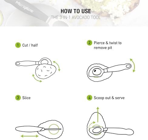 Microplane Avocado Tool | 3-in-1 Stainless Steel Avocado Slicer Tool