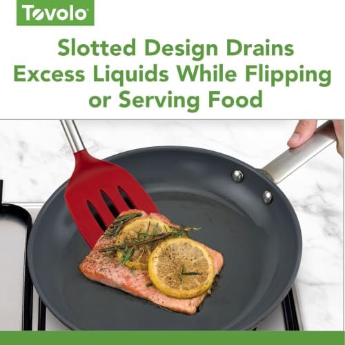Tovolo Slotted Silicone Spatula Turner Slotted Stainless Steel Handle
