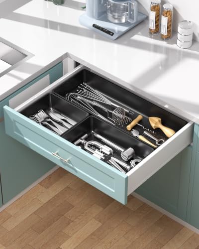 10 Pack Large Size Plastic Drawer Organizers Set, 3 Sizes Desk Drawer