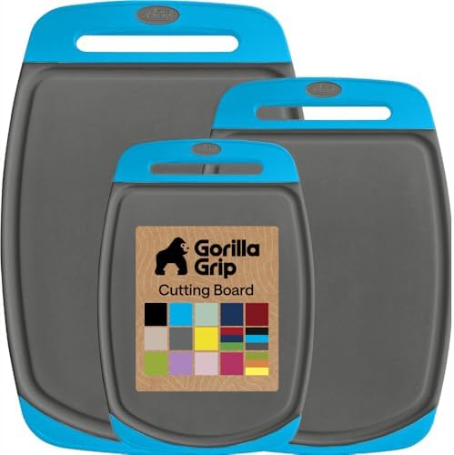 GORILLA GRIP Cutting Board Set of 3, Slip Resistant & Nonporous, Gray