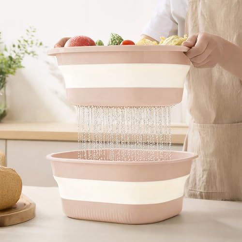 Collapsible Colander and Wash Basin Set, Pink