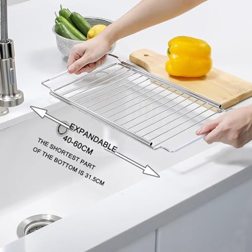 Over The Sink Colander Strainer Basket,Extendable Colander-Stainless