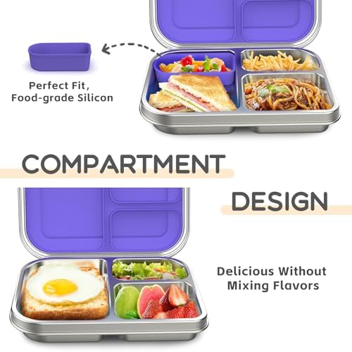 BOSEDSANG Stainless Steel Kids Leak-Resistant Bento Lunch Box