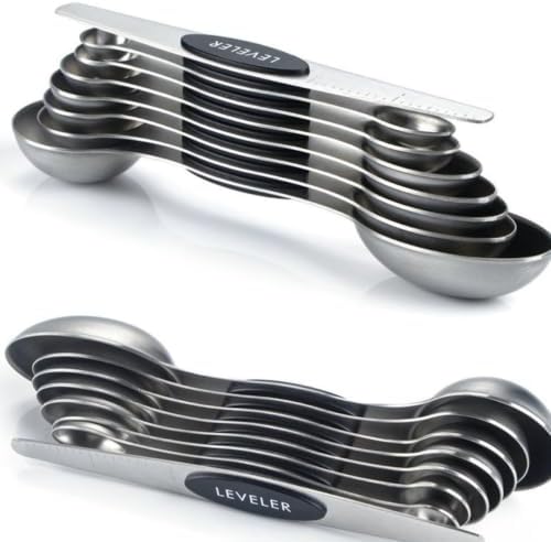 Stainless Steel Measuring Spoons Set, Double End, Black