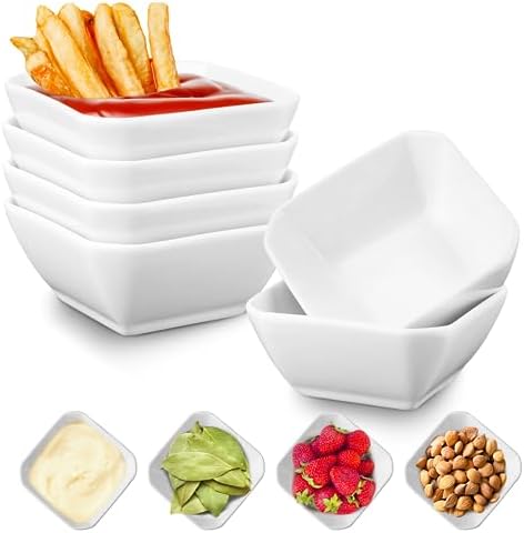 Mfacoy 6 Pack Soy Sauce Dishes, 3 oz Ceramic Dipping Bowls, Pinch