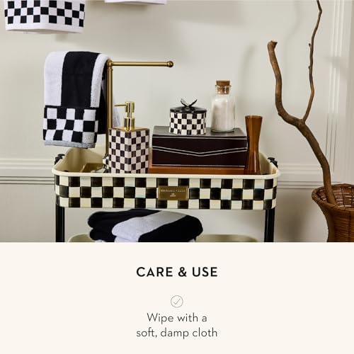 MACKENZIE-CHILDS Glass Soap Pump, Black-and-White Courtly Check