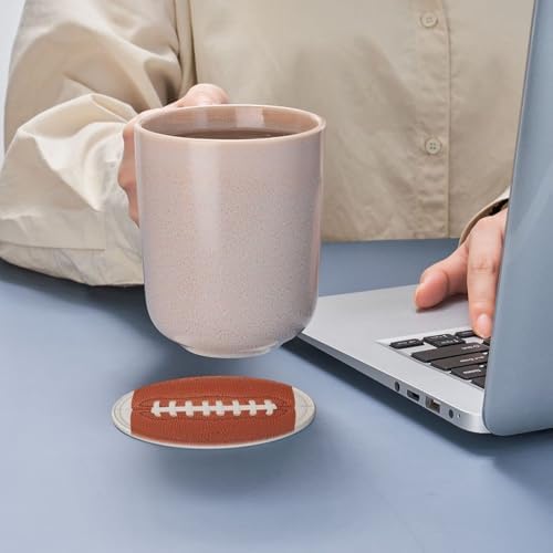Football Coasters for Drinks with Holder Round Leather Coasters Set of