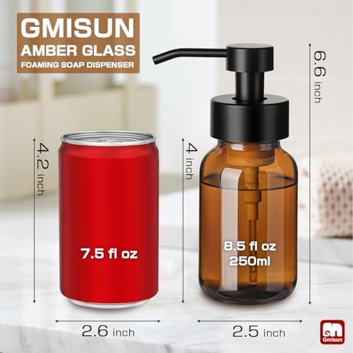 GMISUN Foaming Soap Dispensers, 2 Pack, Amber Glass