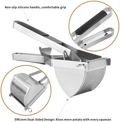 Heavy Duty Potato Ricer, Large 22oz Potato Masher, Stainless Steel