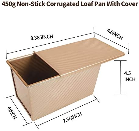 CHEFMADE Pullman Loaf Pan with Lid, 1Lb Dough Capacity Non-Stick