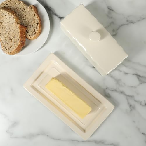 Martha Stewart Broadbrook Stoneware Butter Dish with Lid, Rectangular