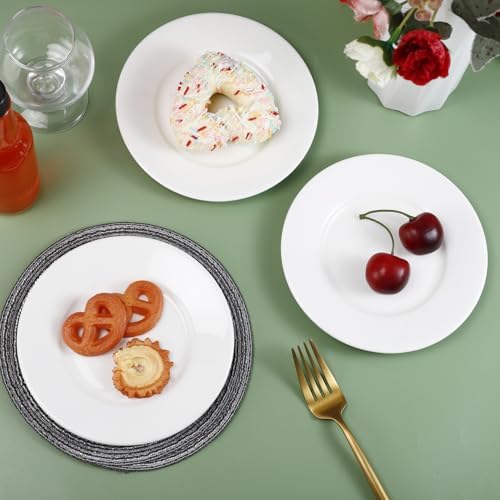 Porcelain Dessert Plates, 12 Pack, White, 6 Inch