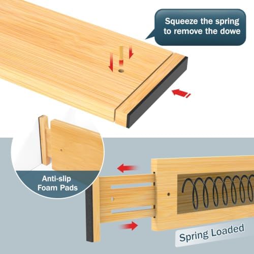 Lzerking Bamboo Drawer Dividers 4.65" High, Adjustable Dresser Drawer