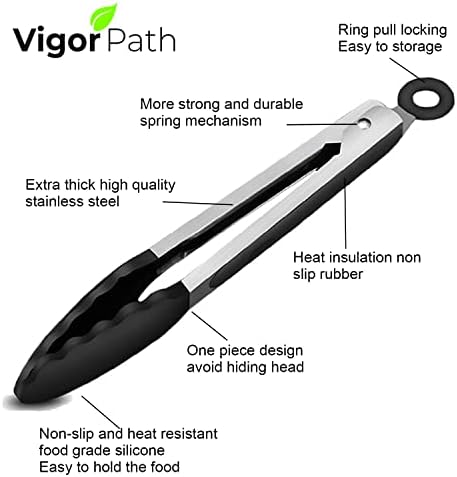2-Pack of 9" (Small) & 12" (Large) Kitchen Tongs Set: Non-Stick
