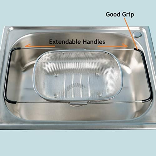 Over the Sink Strainer, Stainless Steel Kitchen Colander with