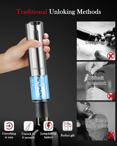 Electric Wine Opener Tomentific, Rechargeable Automatic Wine Corkscrew