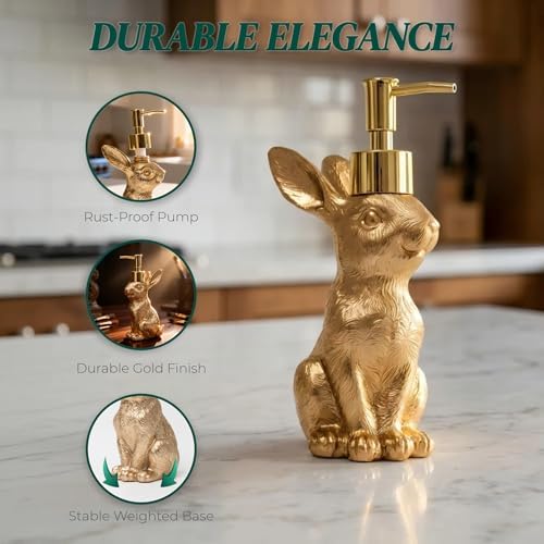 Gold Bunny Soap Dispenser, 8oz