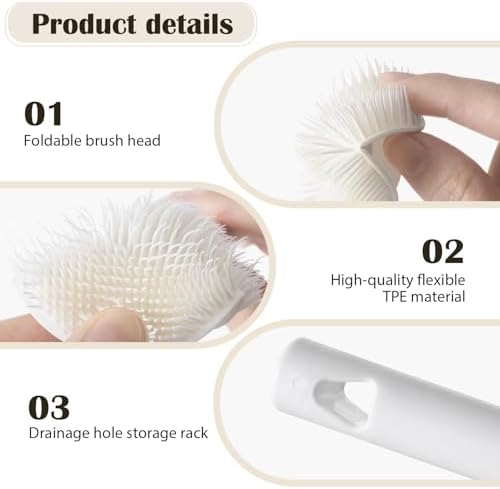 2 Pieces Flexible Silicone Bottle Brush with Long Handle, Long Handle