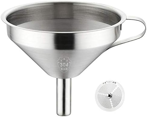 Stainless Steel Funnel with Fine Mesh Strainer, 5-Inch Metal Hopper