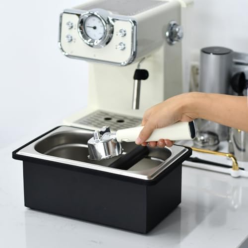 Espresso Knock Box Stainless Steel Large Coffee Puck Container