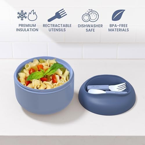 Bentgo Insulated Food Jar, 21.2 oz, Snack Compartment, Retractable